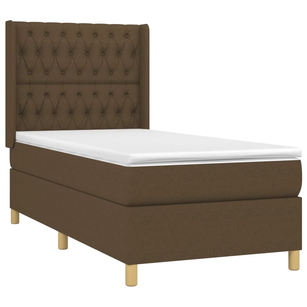 Sommier à lattes de lit matelas LED Marron foncé 90x190cm Tissu - XIOS