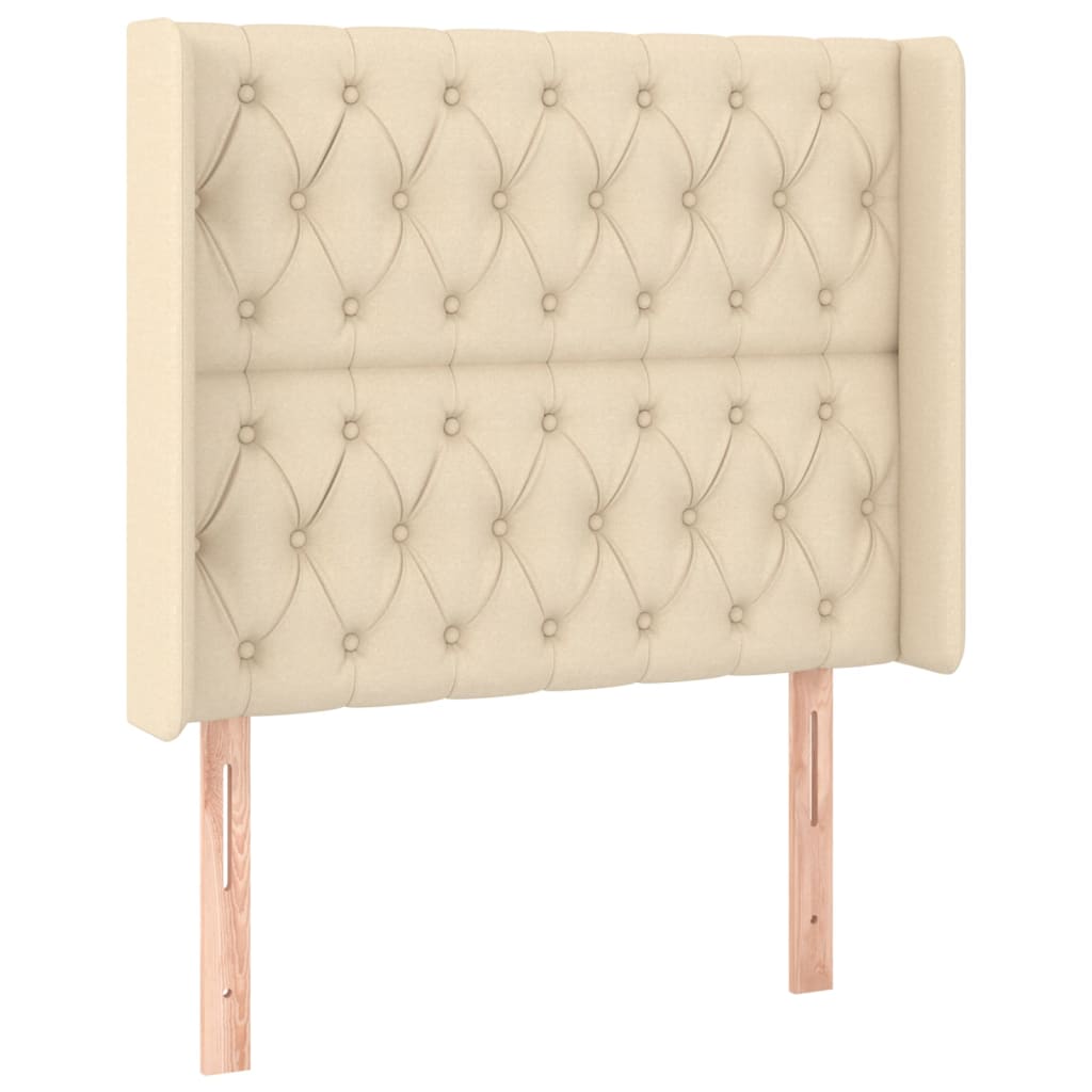 Sommier à lattes de lit matelas et LED Crème 90x200 cm Tissu - XIOS