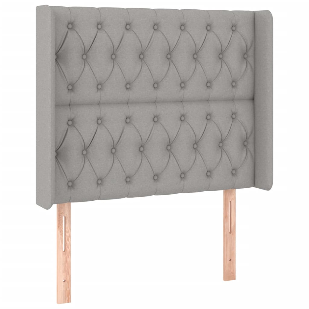 Sommier à lattes de lit matelas LED Gris clair 100x200 cm Tissu - XIOS
