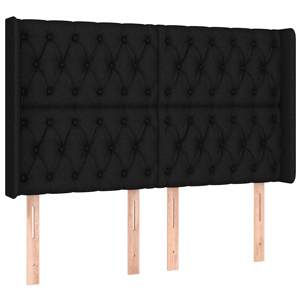Sommier à lattes de lit matelas et LED Noir 140x190 cm Tissu - XIOS