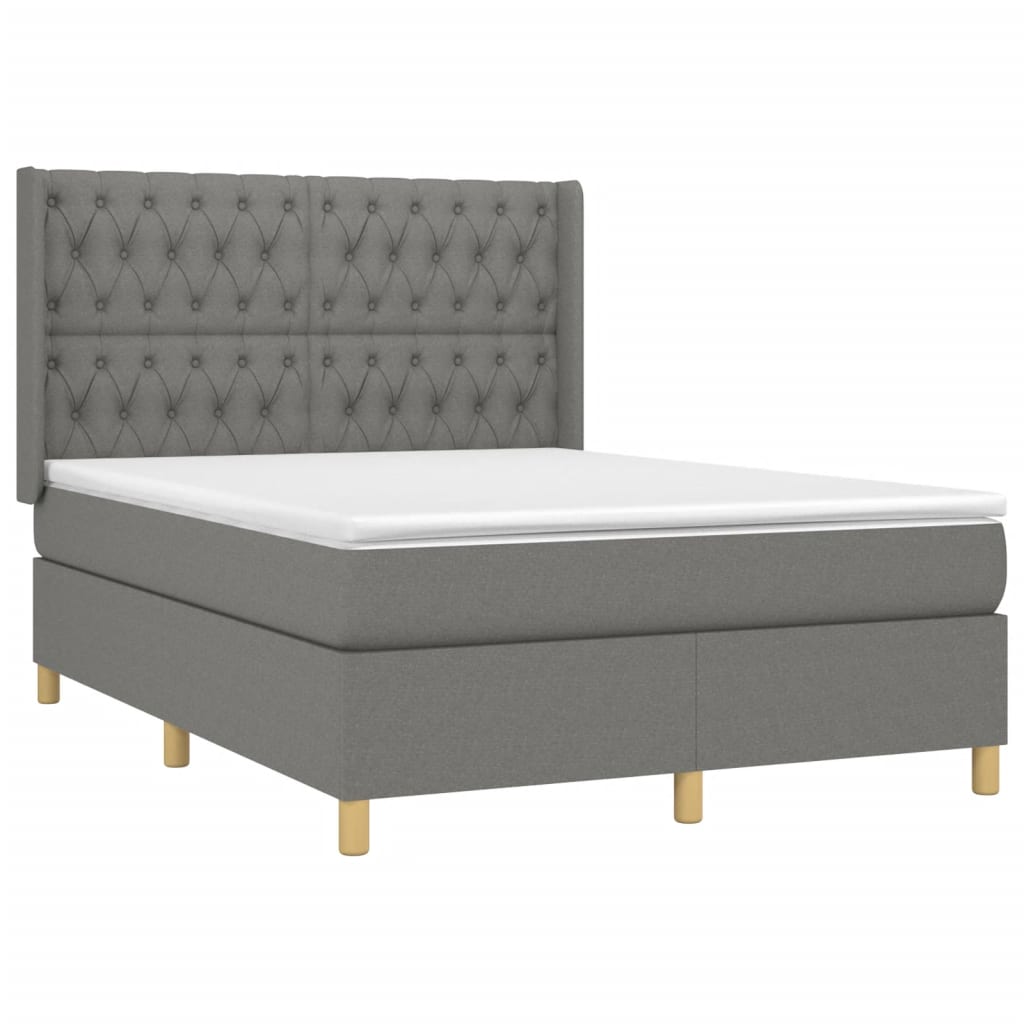 Sommier à lattes de lit matelas LED Gris foncé 140x200 cm Tissu - XIOS