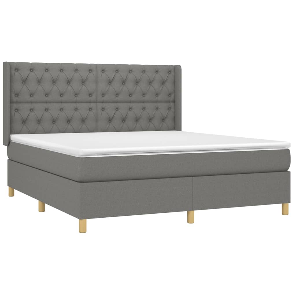 Sommier à lattes de lit matelas LED Gris foncé 160x200 cm Tissu - XIOS