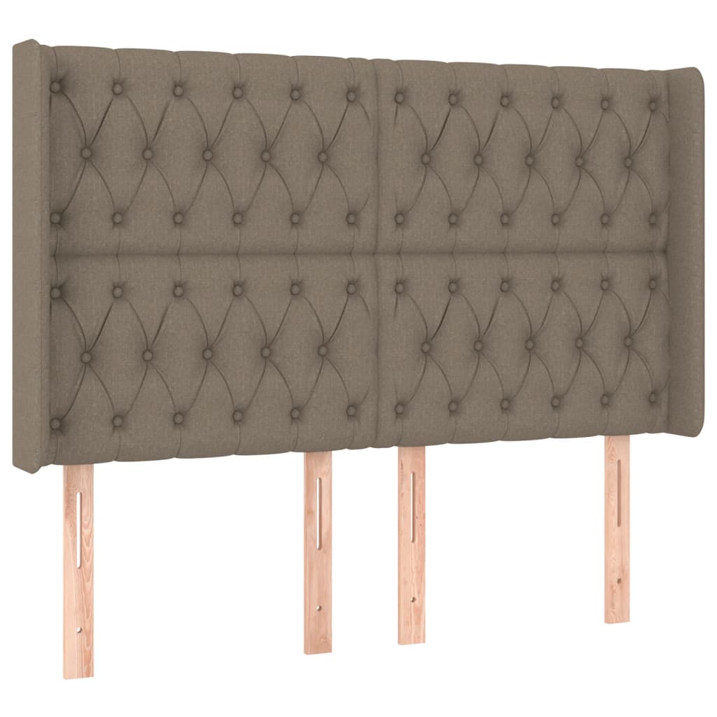 Sommier à lattes de lit matelas et LED Taupe 160x200 cm Tissu - XIOS