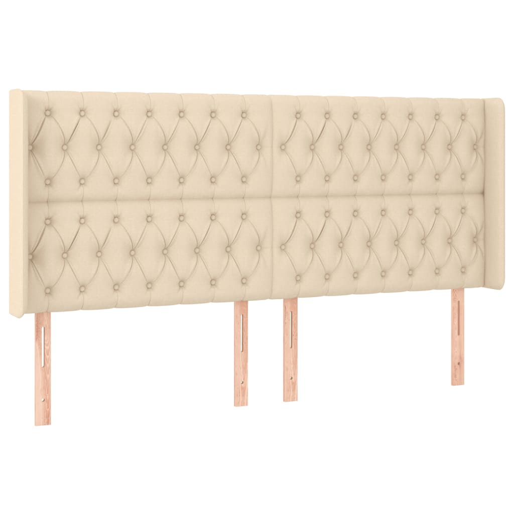 Sommier à lattes de lit matelas et LED Crème 200x200 cm Tissu - XIOS