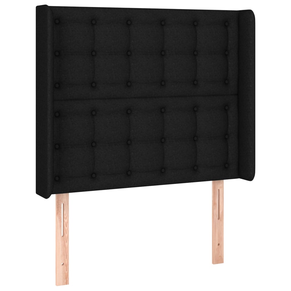 Sommier à lattes de lit matelas et LED Noir 90x200 cm Tissu - XIOS