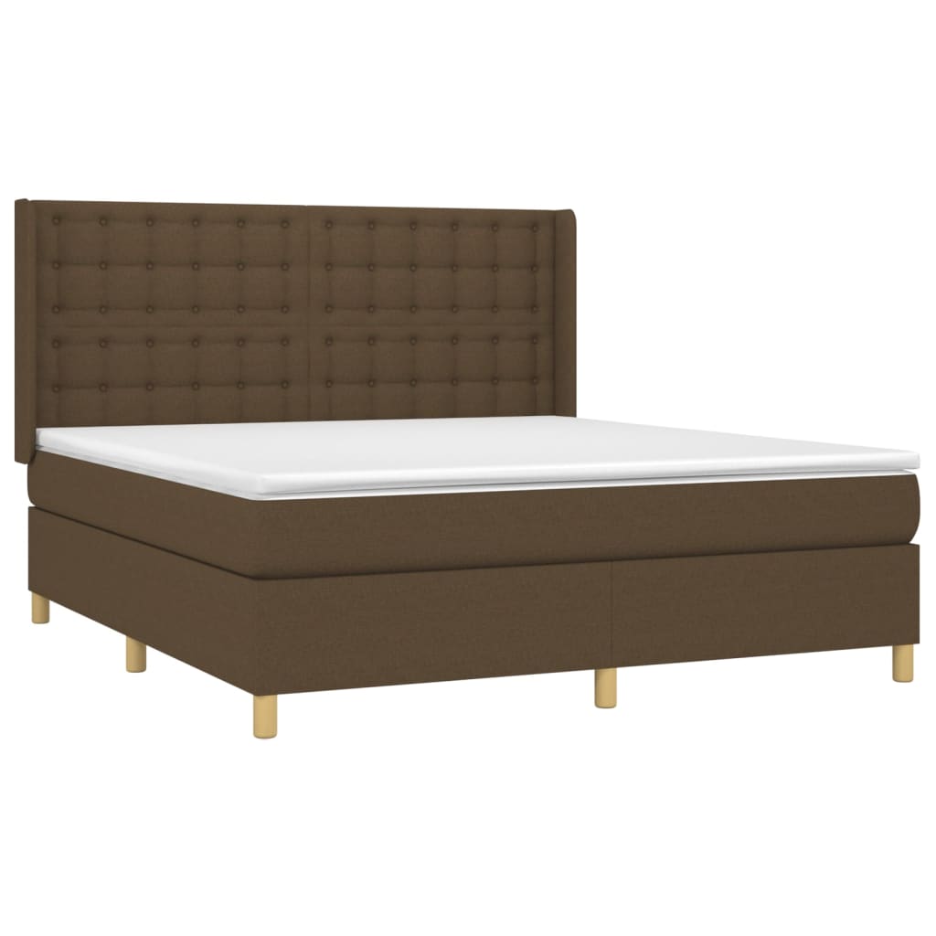 Sommier à lattes de lit matelas et LED Marron foncé 160x200 cm - XIOS