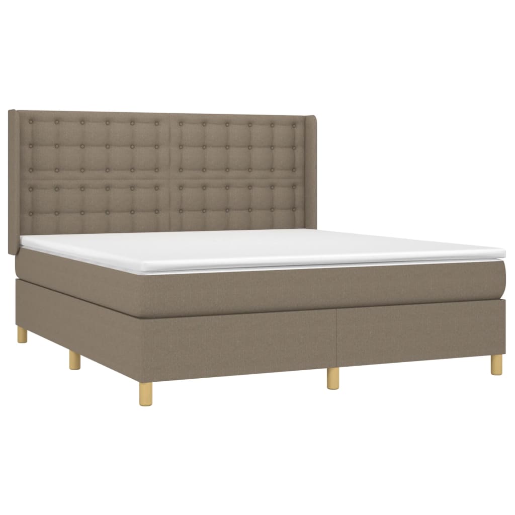 Sommier à lattes de lit matelas et LED Taupe 160x200 cm Tissu - XIOS
