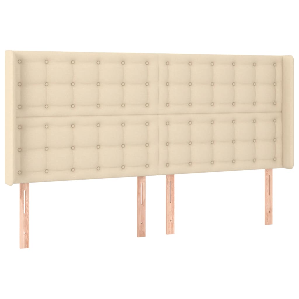 Sommier à lattes de lit matelas et LED Crème 160x200 cm Tissu - XIOS