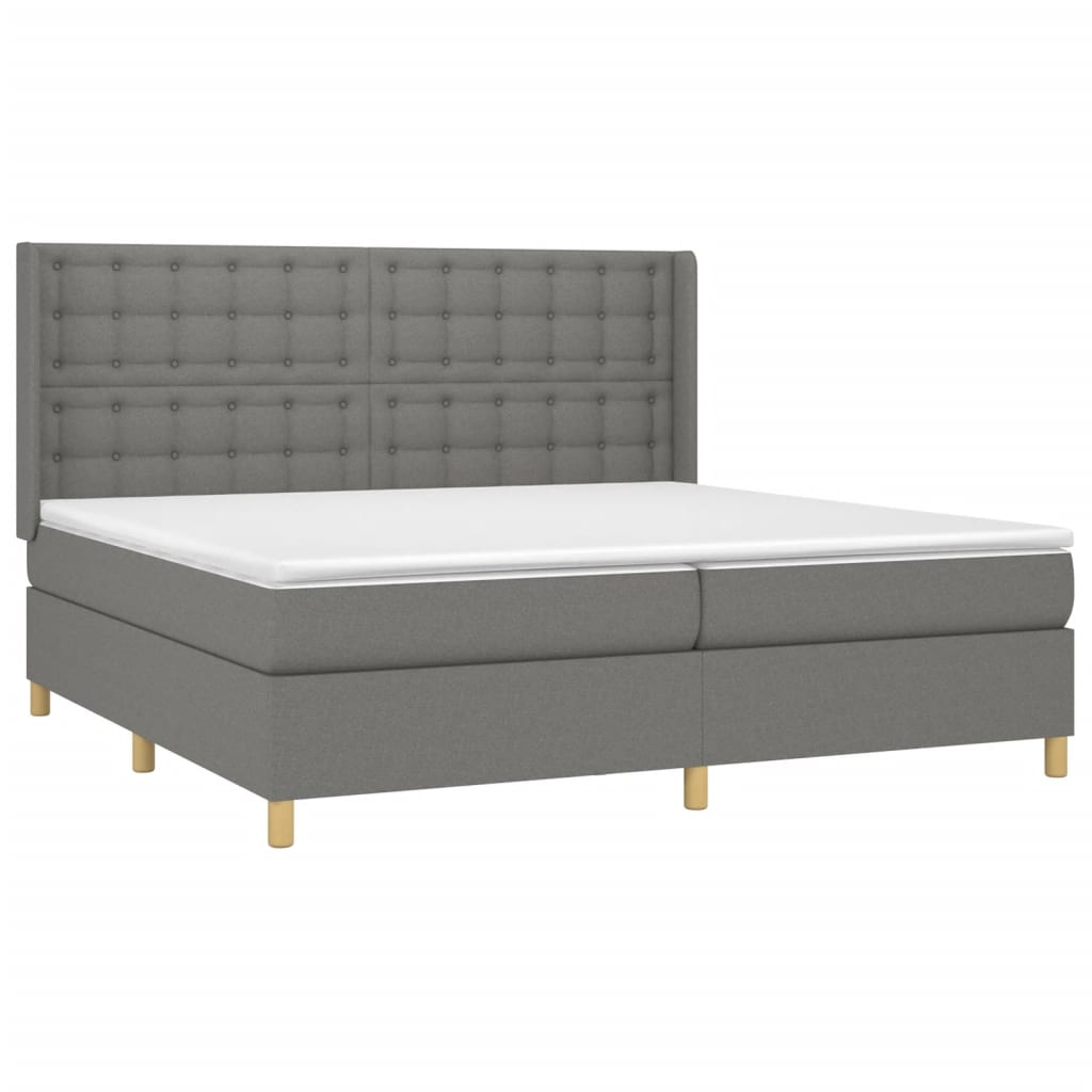 Sommier à lattes de lit matelas LED Gris foncé 200x200 cm Tissu - XIOS