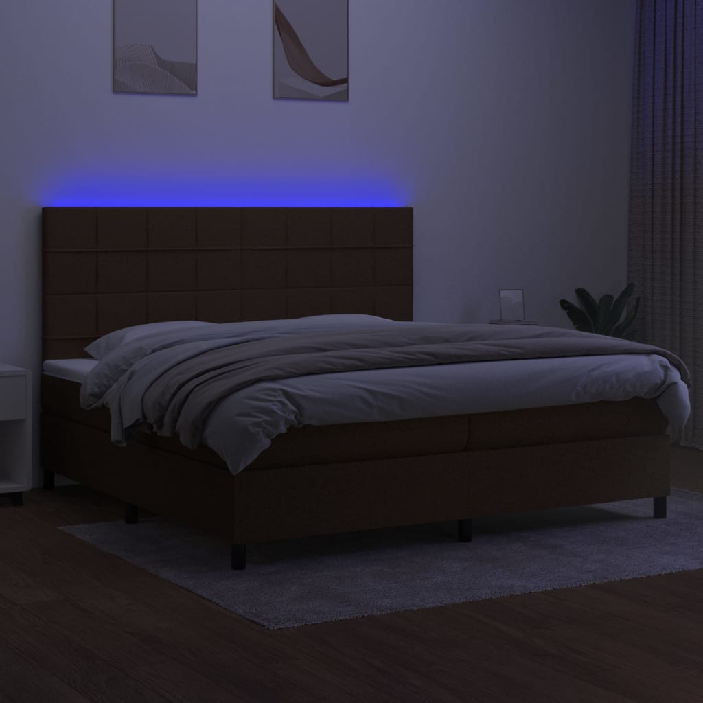 Sommier à lattes de lit matelas et LED Marron foncé 200x200 cm - XIOS