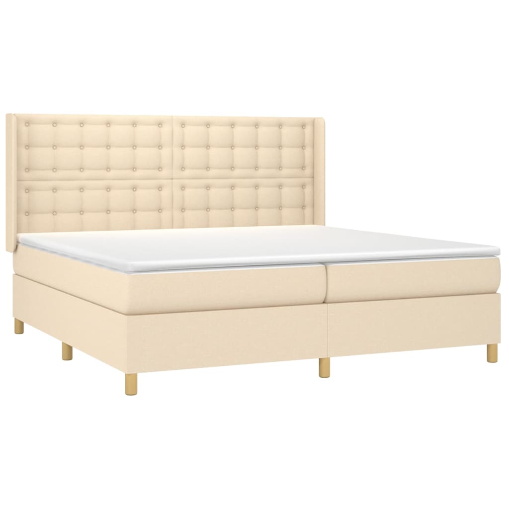 Sommier à lattes de lit matelas et LED Crème 200x200 cm Tissu - XIOS