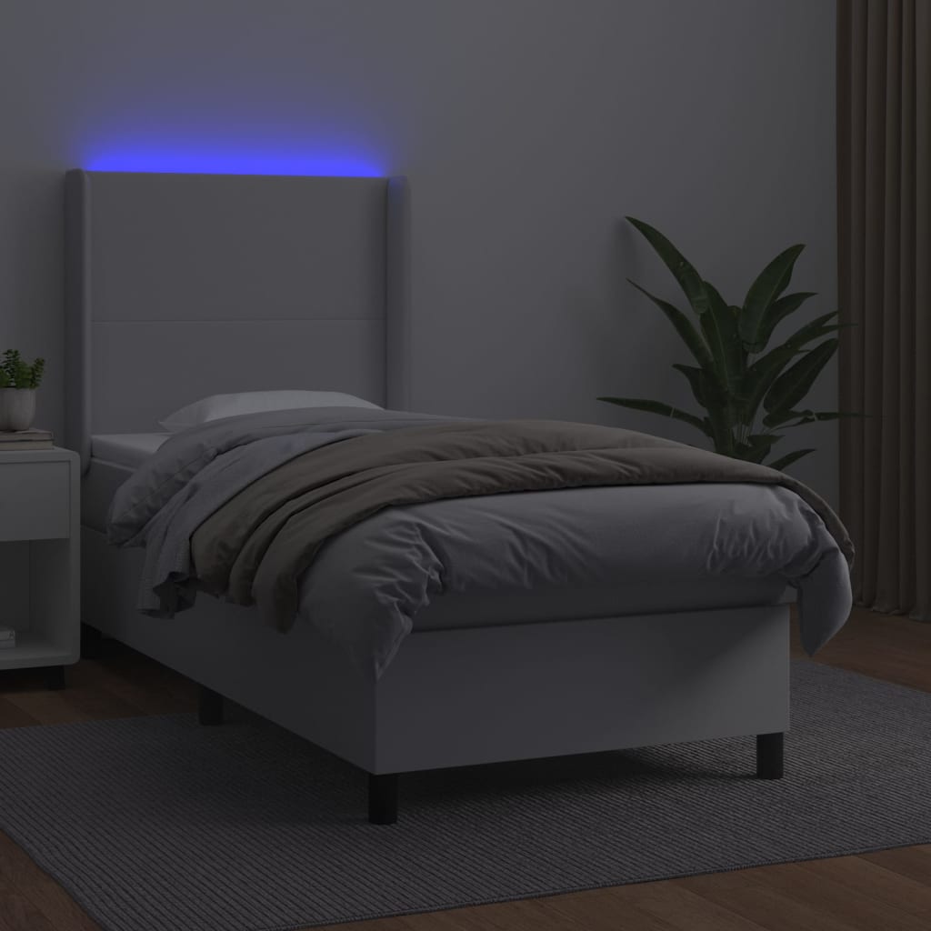 Sommier à lattes de lit matelas LED Blanc 90x190cm Similicuir - XIOS
