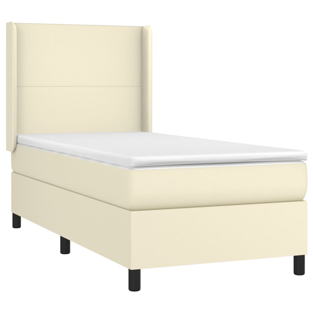 Sommier à lattes de lit matelas LED Crème 90x200cm Similicuir - XIOS