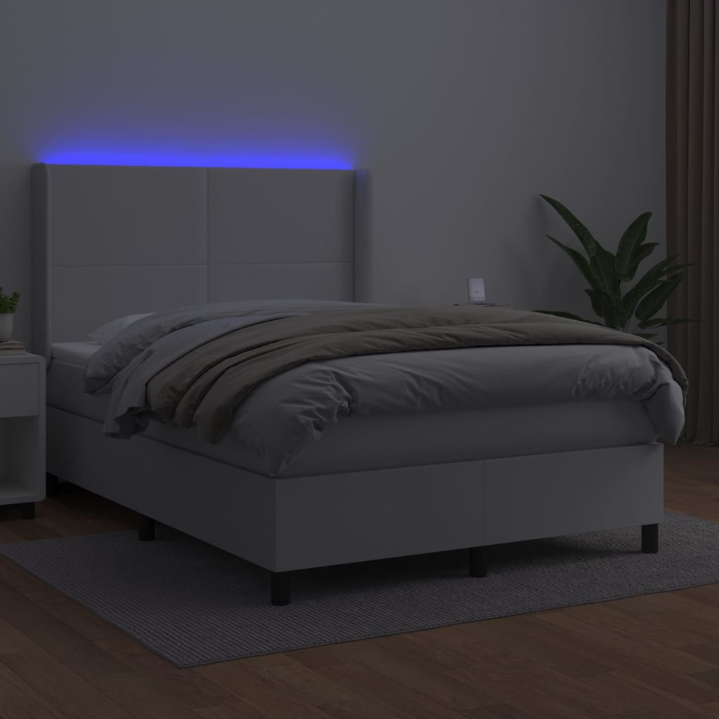 Sommier à lattes de lit matelas LED Blanc 140x200 cm Similicuir - XIOS