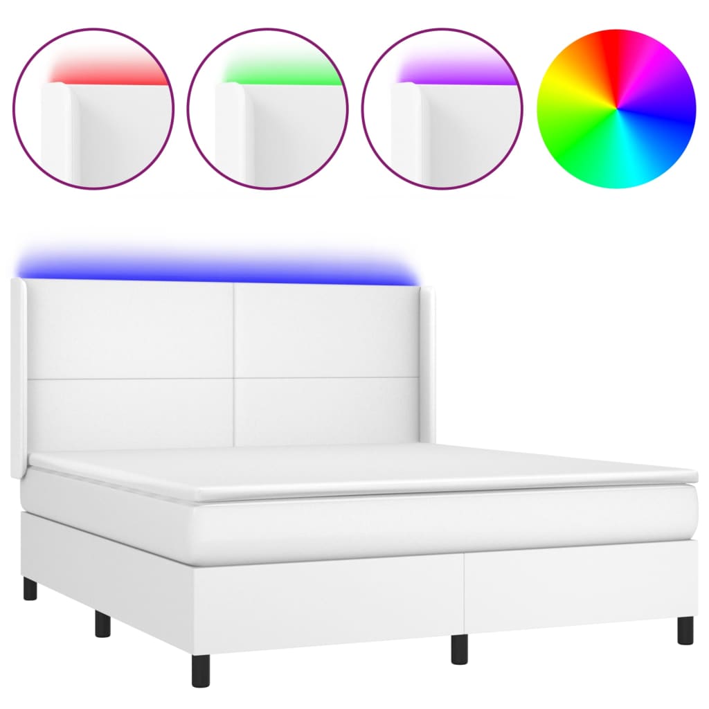 Sommier à lattes de lit matelas LED Blanc 160x200 cm Similicuir - XIOS