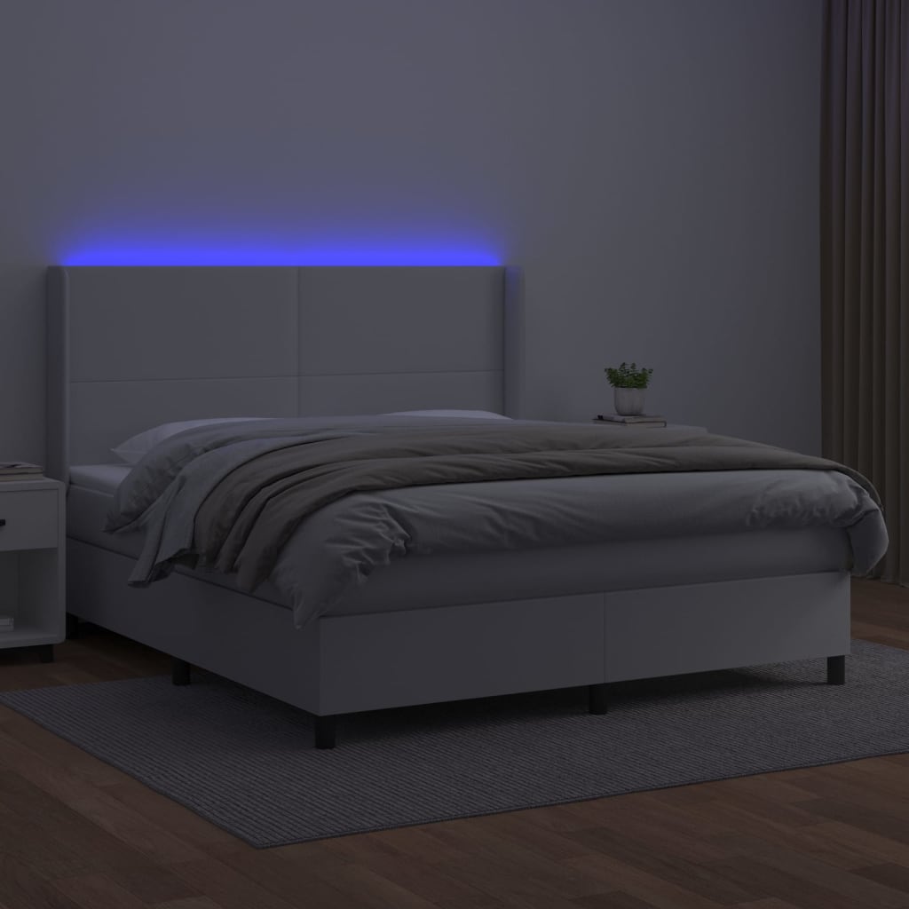 Sommier à lattes de lit matelas LED Blanc 160x200 cm Similicuir - XIOS
