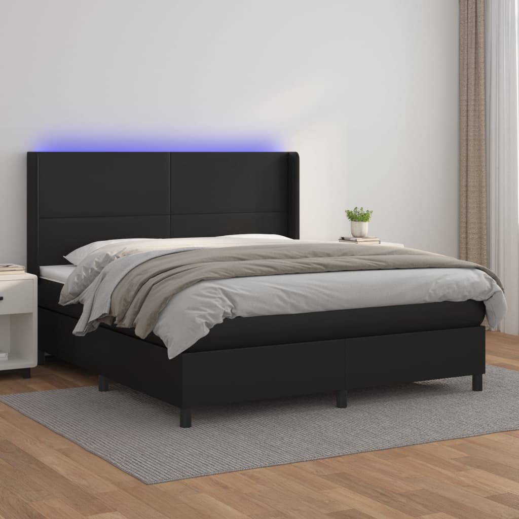 Sommier à lattes de lit matelas LED Noir 180x200cm Similicuir - XIOS