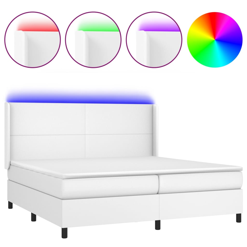 Sommier à lattes de lit matelas LED Blanc 200x200 cm Similicuir - XIOS