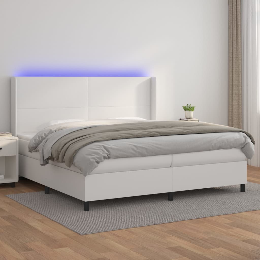 Sommier à lattes de lit matelas LED Blanc 200x200 cm Similicuir - XIOS