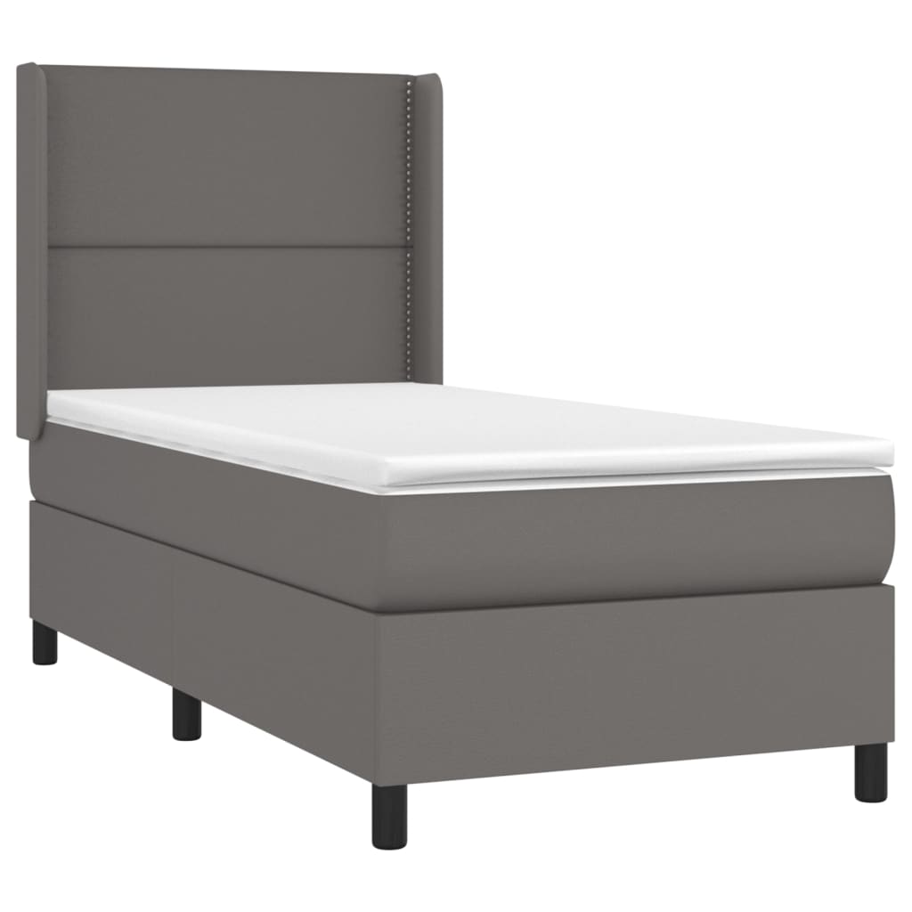 Sommier à lattes de lit matelas LED Gris 90x200 cm Similicuir - XIOS