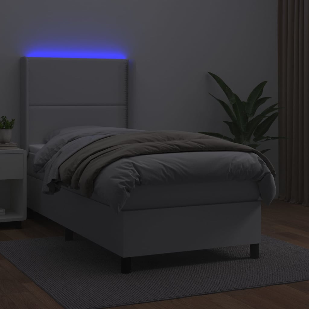 Sommier à lattes de lit matelas LED Blanc 100x200 cm Similicuir - XIOS