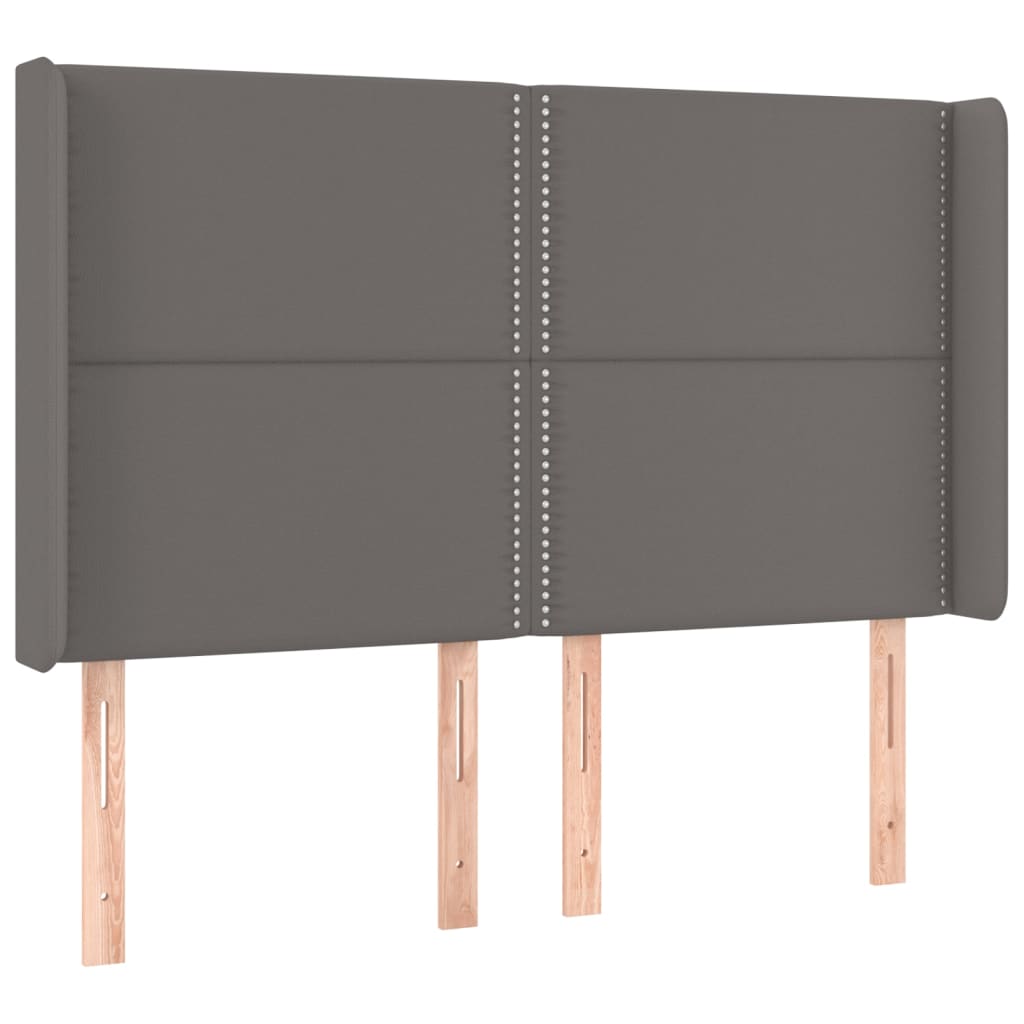 Sommier à lattes de lit matelas LED Gris 140x190cm Similicuir - XIOS