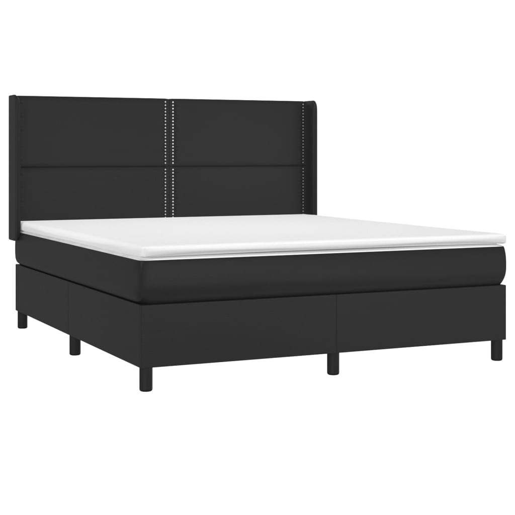 Sommier à lattes de lit matelas LED Noir 180x200cm Similicuir - XIOS