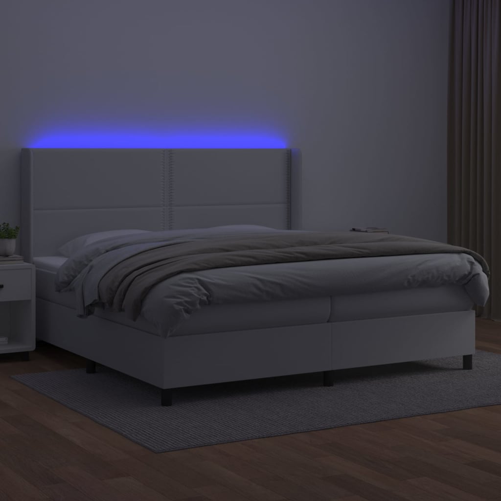Sommier à lattes de lit matelas LED Blanc 200x200 cm Similicuir - XIOS