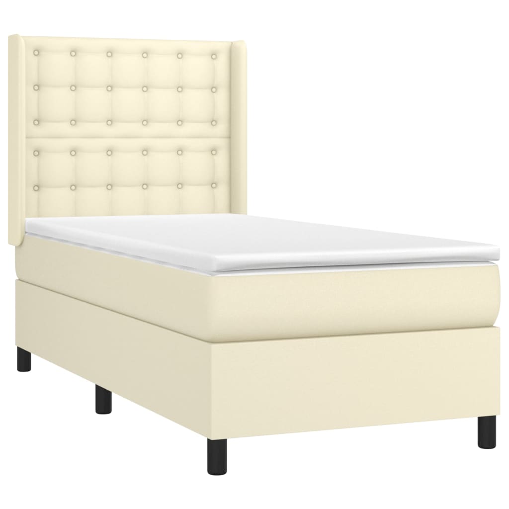 Sommier à lattes de lit matelas LED Crème 90x200cm Similicuir - XIOS