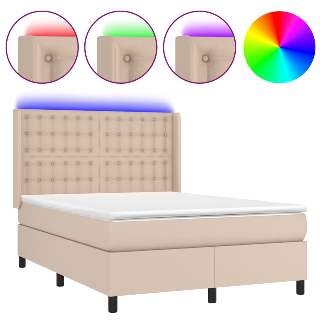 Sommier à lattes de lit matelas LED Cappuccino 140x190 cm - XIOS