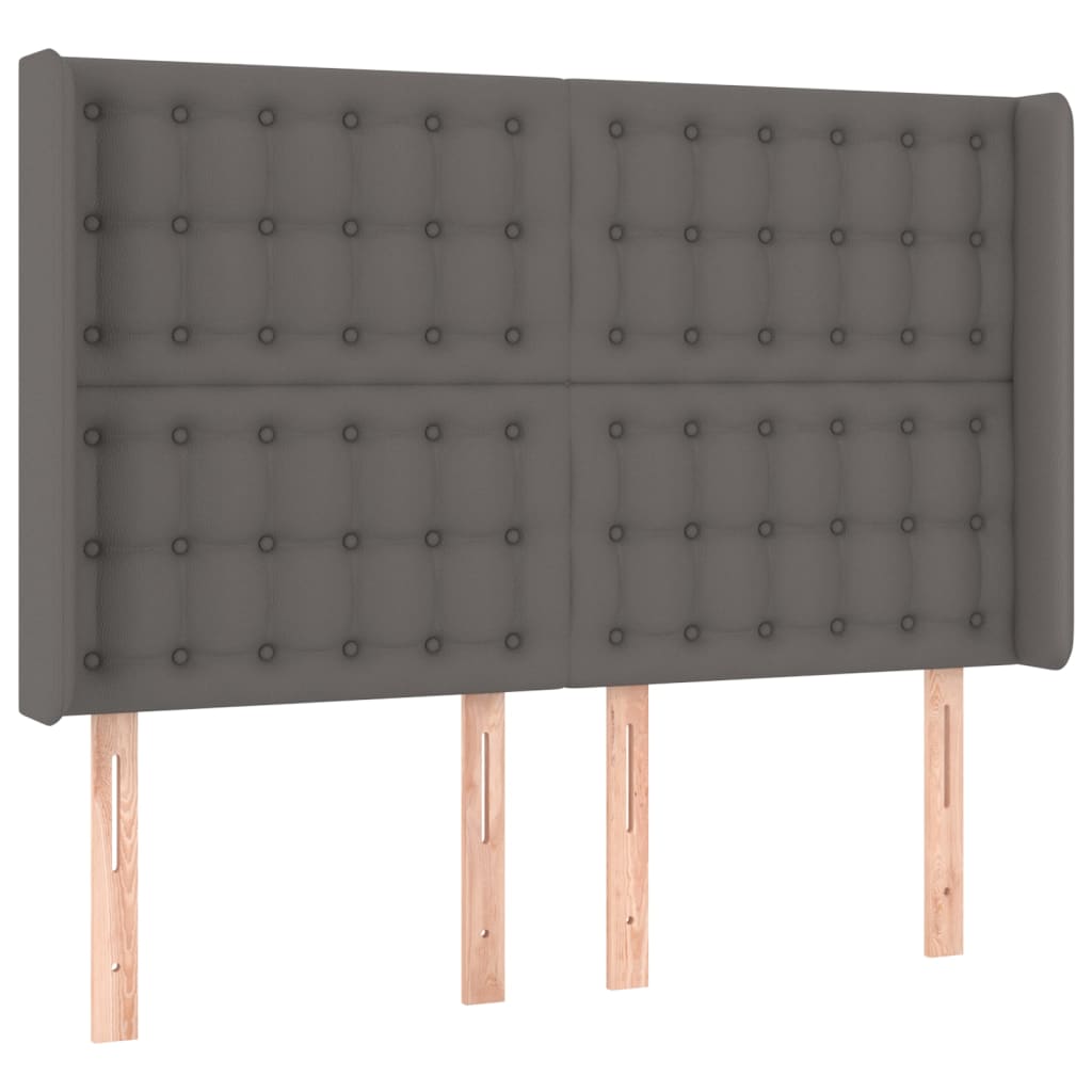 Sommier à lattes de lit matelas LED Gris 140x200 cm Similicuir