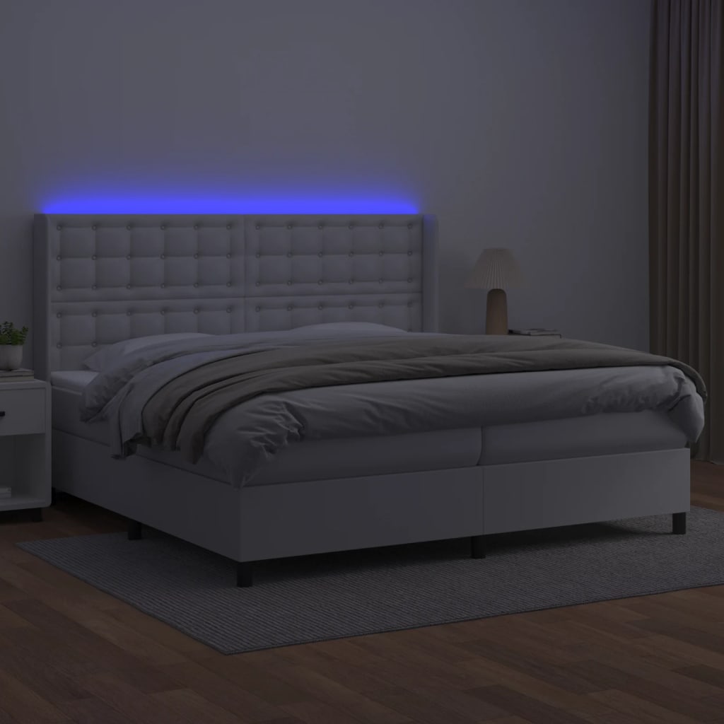 Sommier à lattes de lit matelas LED Blanc 200x200 cm Similicuir - XIOS