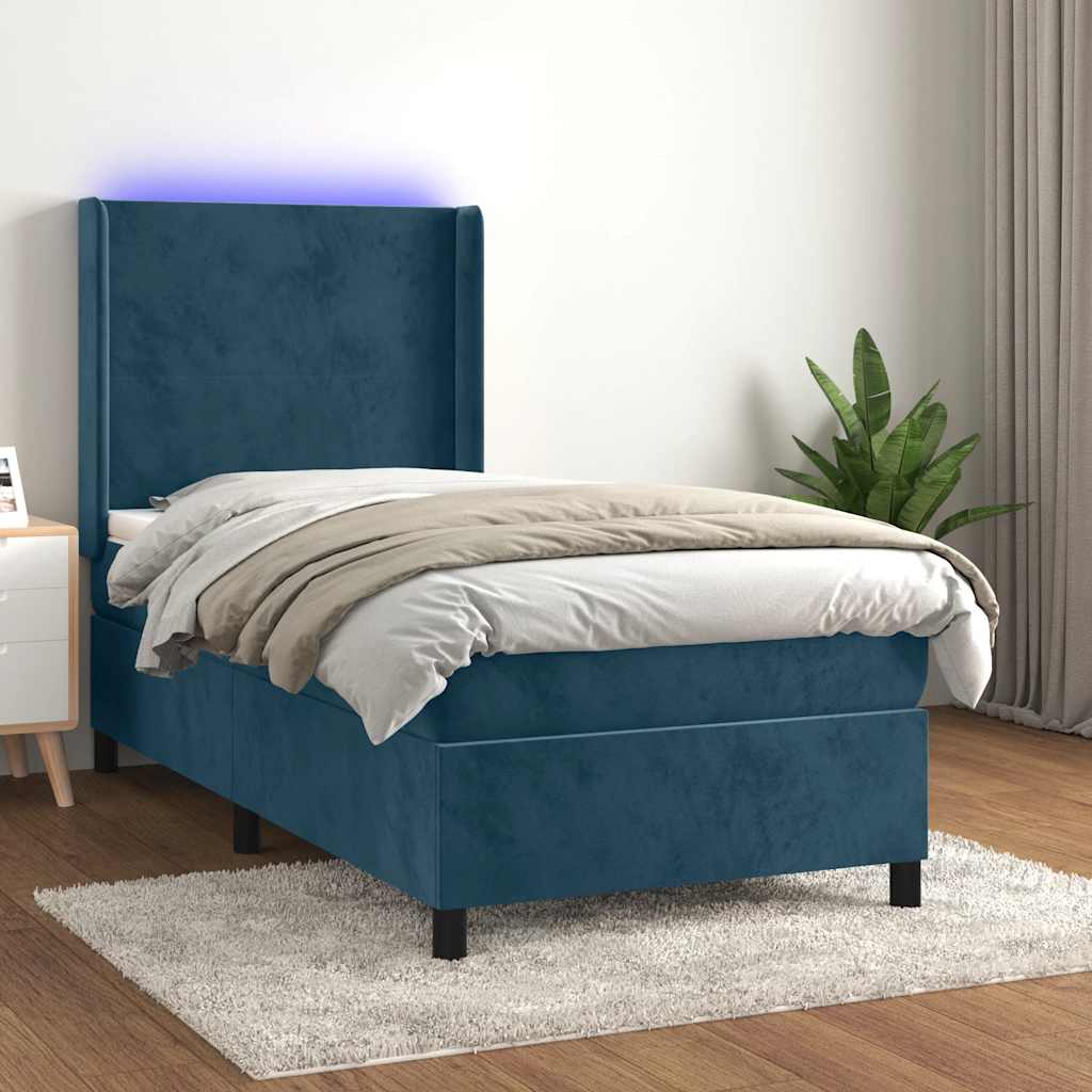 Sommier à lattes de lit matelas LED Bleu foncé 80x200cm Velours - XIOS