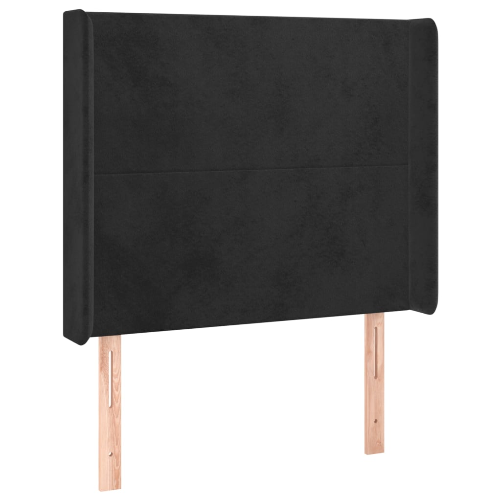 Sommier à lattes de lit matelas et LED Noir 90x190 cm Velours - XIOS