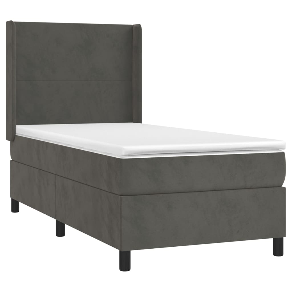 Sommier à lattes de lit matelas LED Gris foncé 90x200cm Velours - XIOS