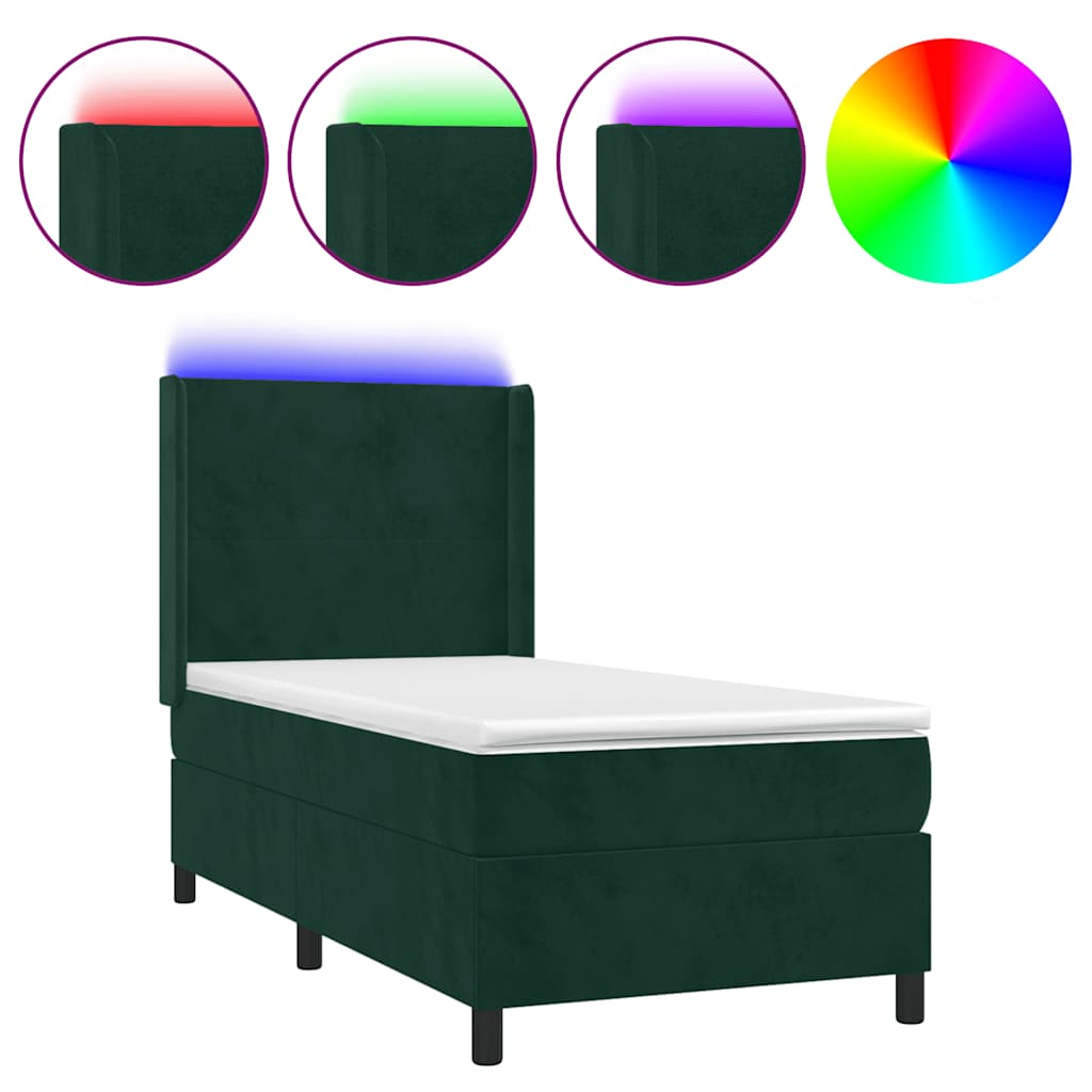 Sommier à lattes de lit matelas et LED Vert foncé 100x200 cm - XIOS