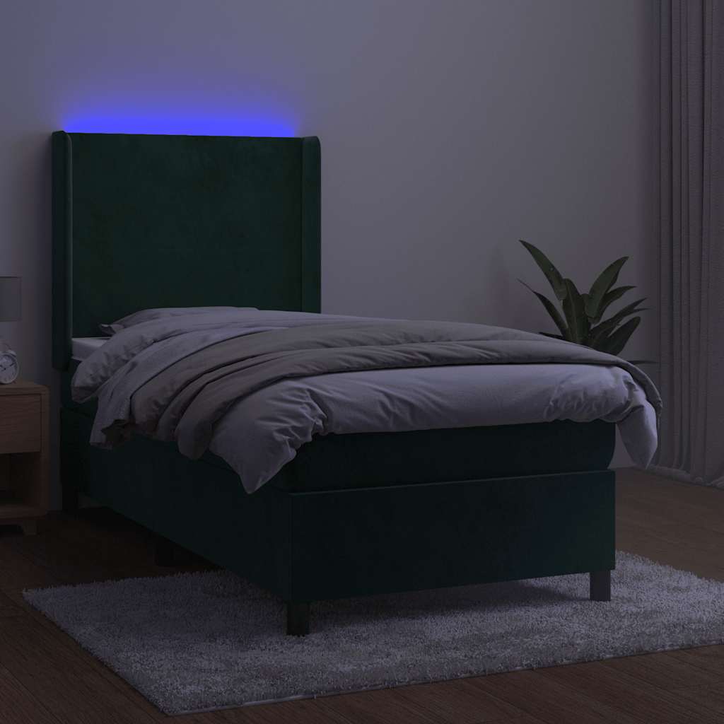 Sommier à lattes de lit matelas et LED Vert foncé 100x200 cm - XIOS