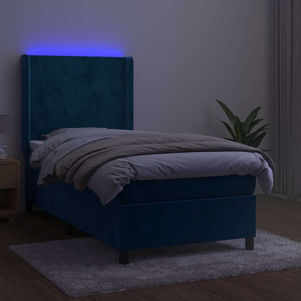 Sommier à lattes de lit matelas et LED Bleu foncé 100x200 cm - XIOS