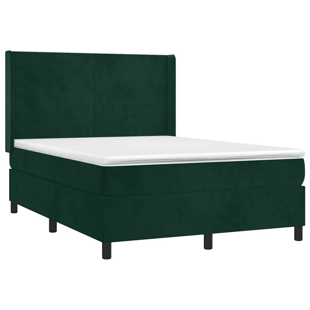 Sommier à lattes de lit matelas et LED Vert foncé 140x190 cm - XIOS
