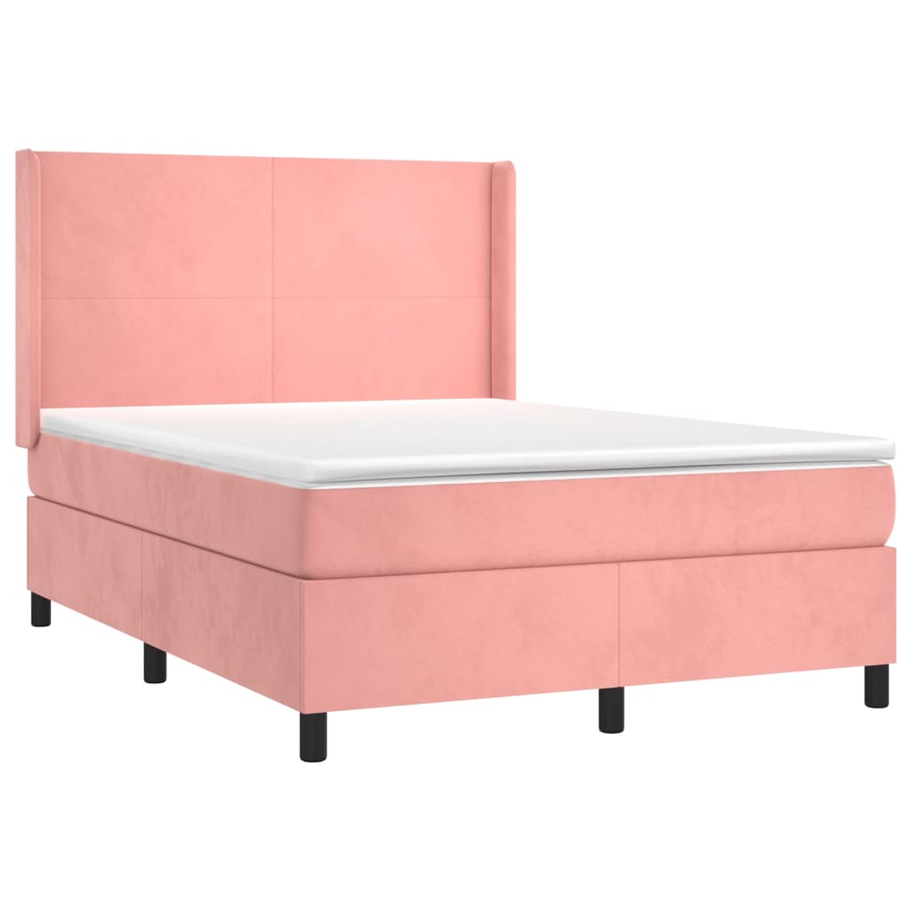Sommier à lattes de lit matelas et LED Rose 140x190 cm Velours - XIOS