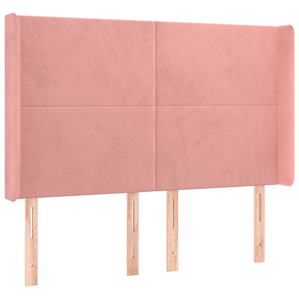 Sommier à lattes de lit matelas et LED Rose 140x190 cm Velours - XIOS
