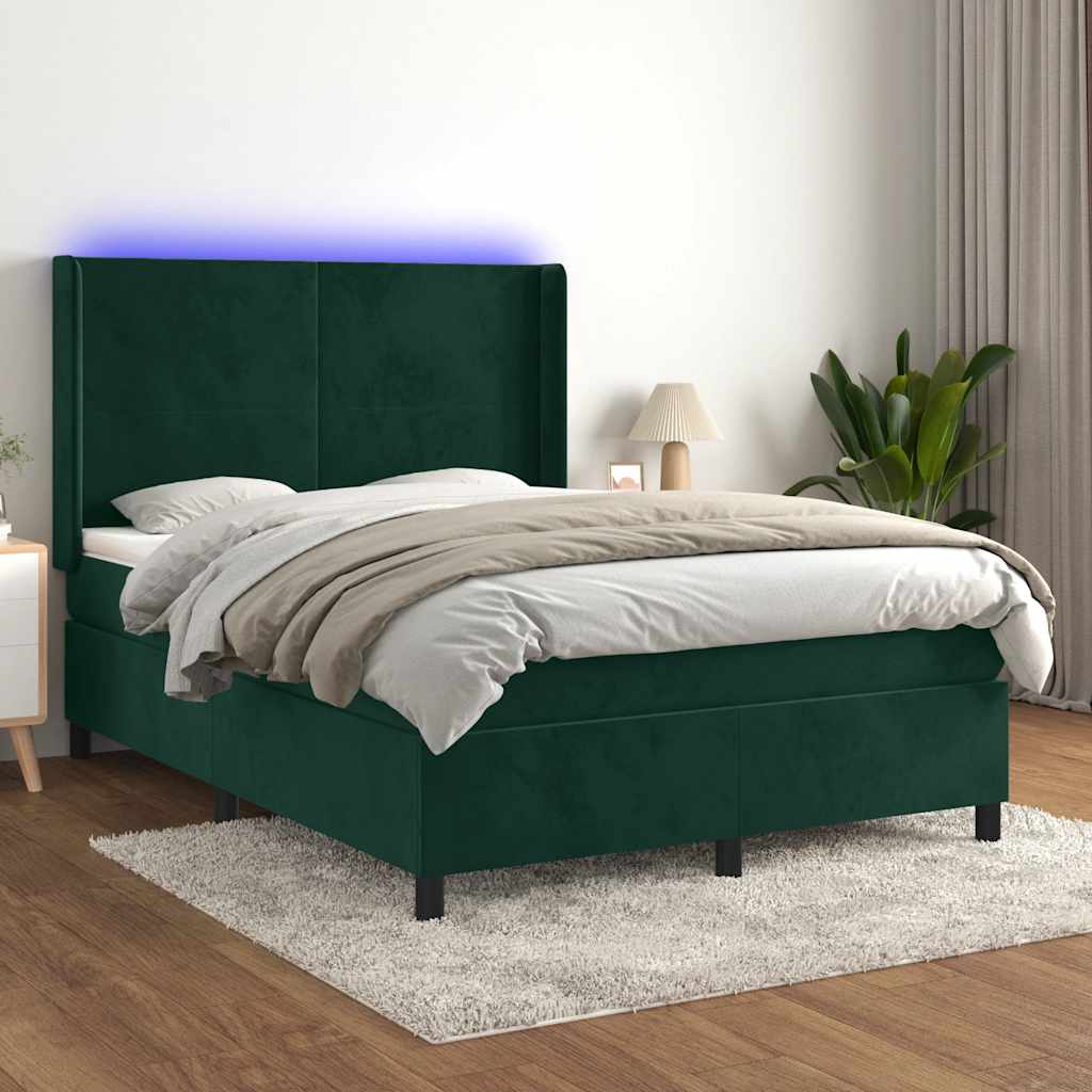 Sommier à lattes de lit matelas et LED Vert foncé 140x200 cm - XIOS