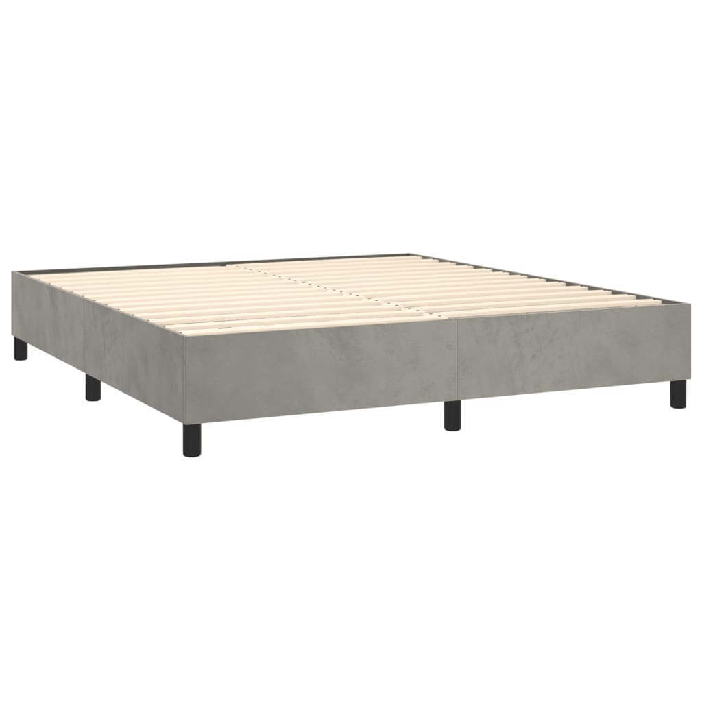 Sommier à lattes de lit matelas et LED Gris clair 160x200 cm - XIOS