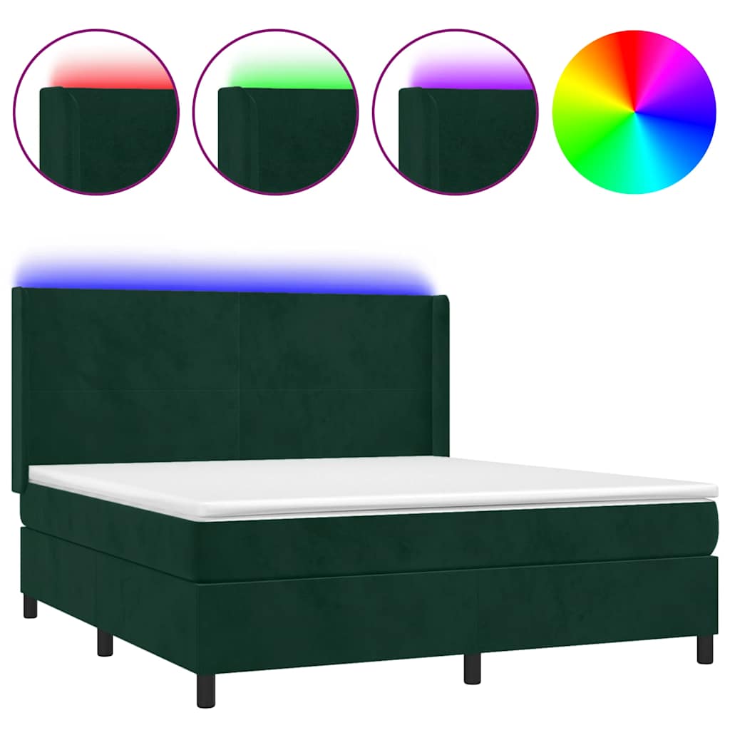 Sommier à lattes de lit matelas et LED Vert foncé 160x200 cm - XIOS