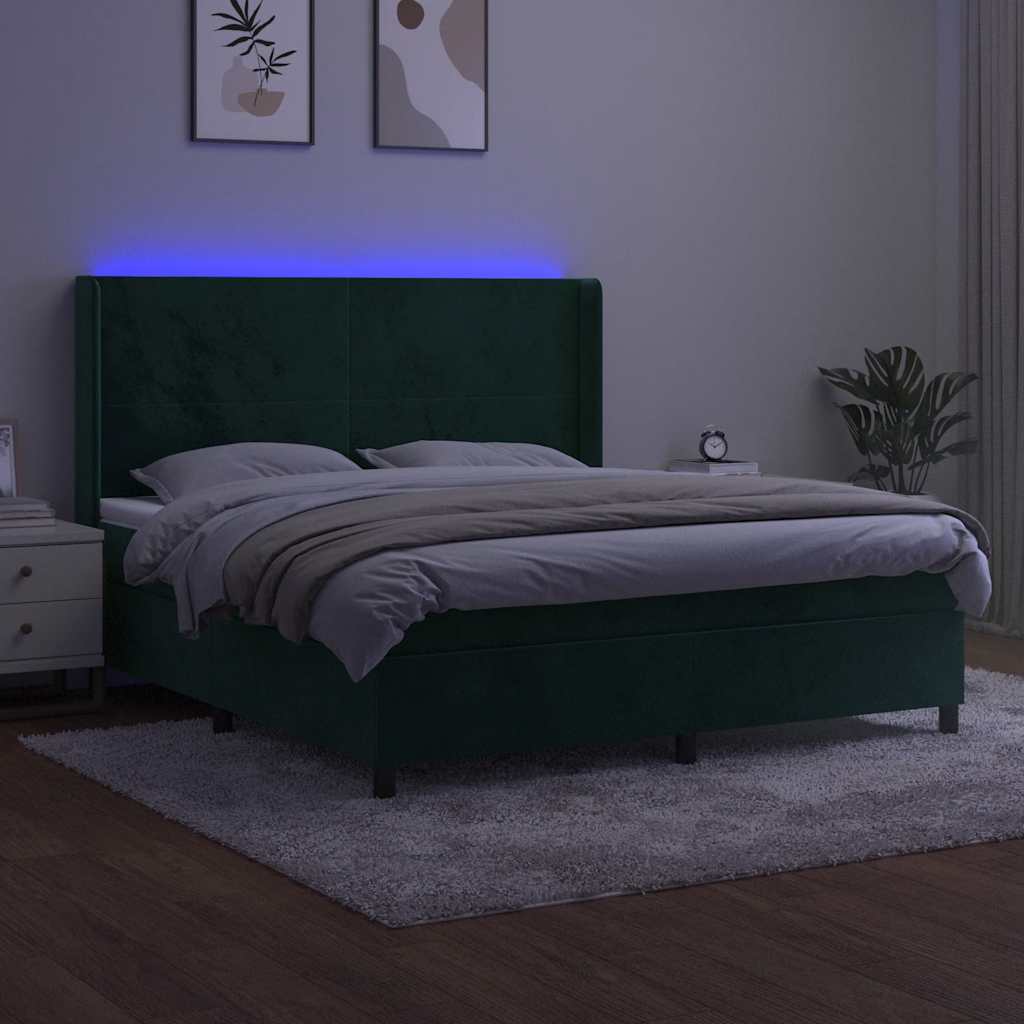 Sommier à lattes de lit matelas et LED Vert foncé 160x200 cm - XIOS