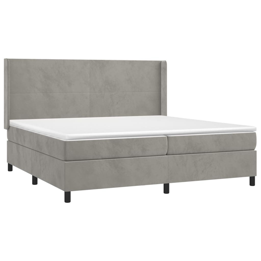 Sommier à lattes de lit matelas et LED Gris clair 200x200 cm - XIOS