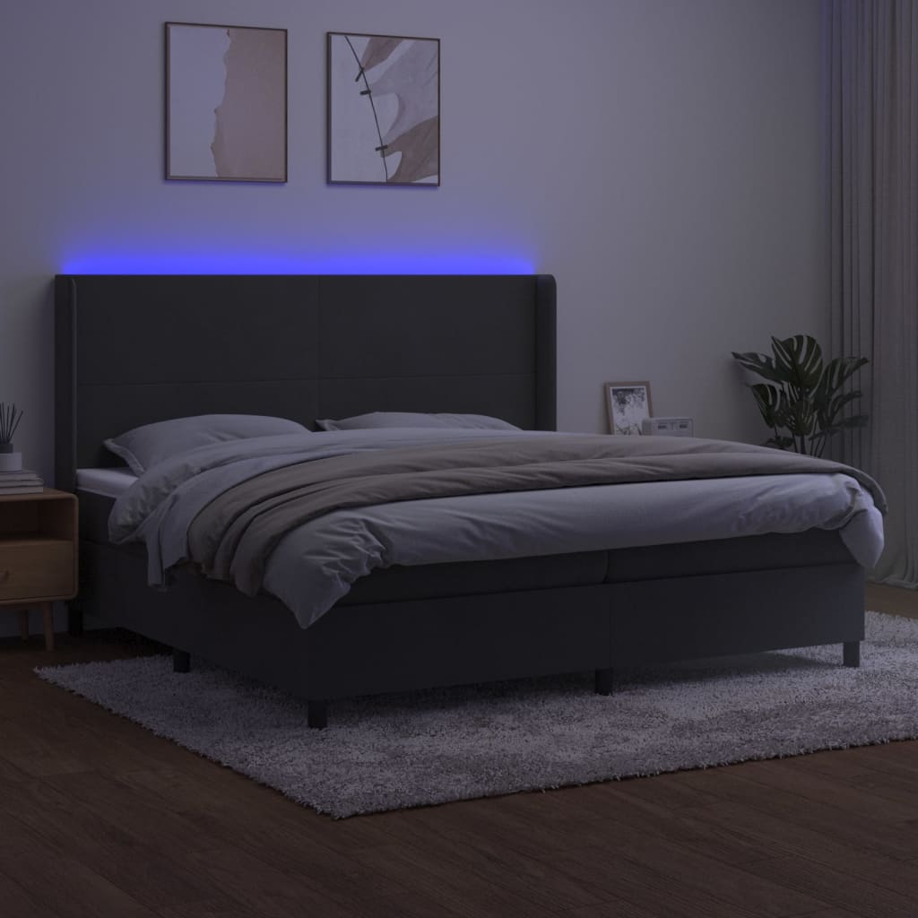 Sommier à lattes de lit matelas et LED Gris foncé 200x200 cm - XIOS