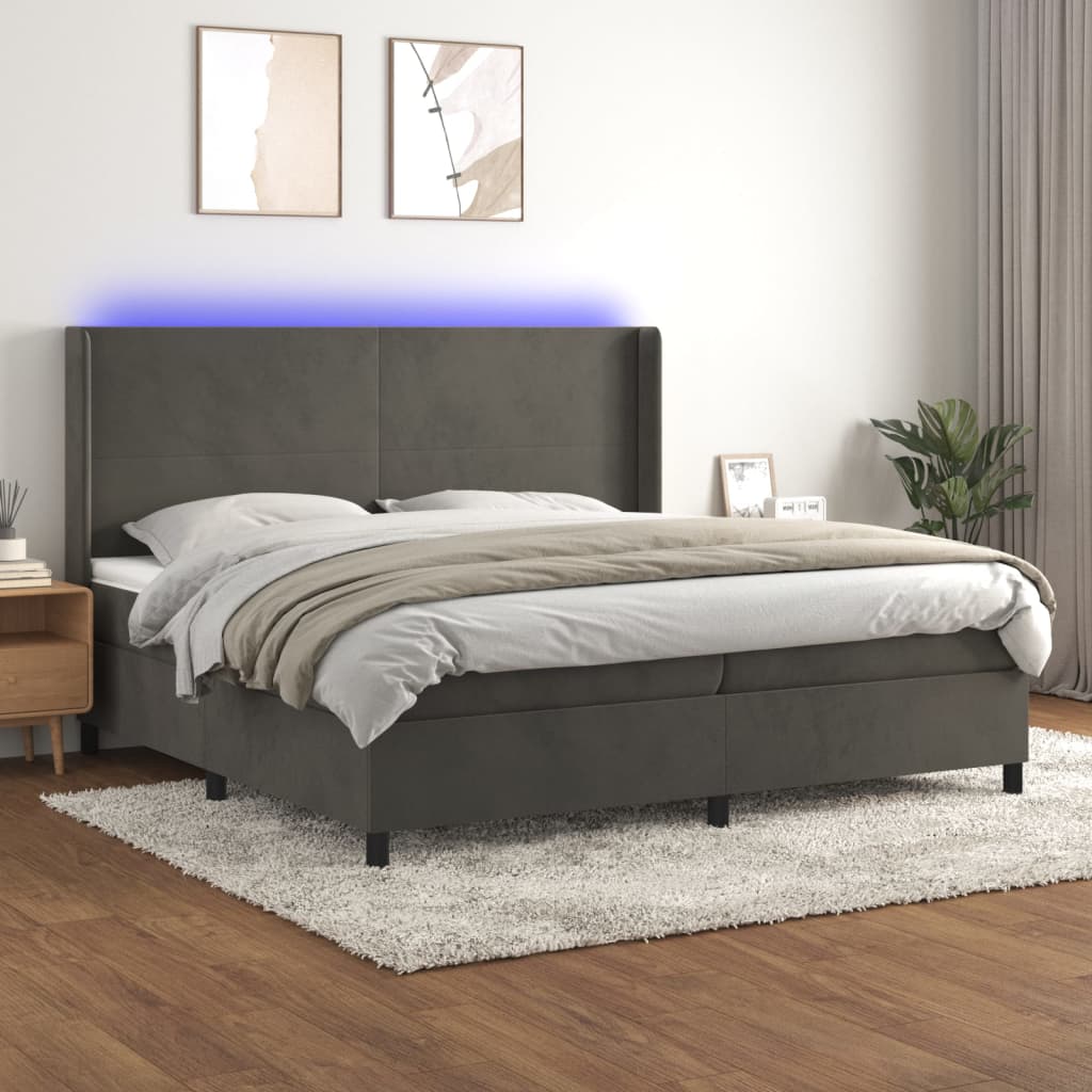 Sommier à lattes de lit matelas et LED Gris foncé 200x200 cm - XIOS