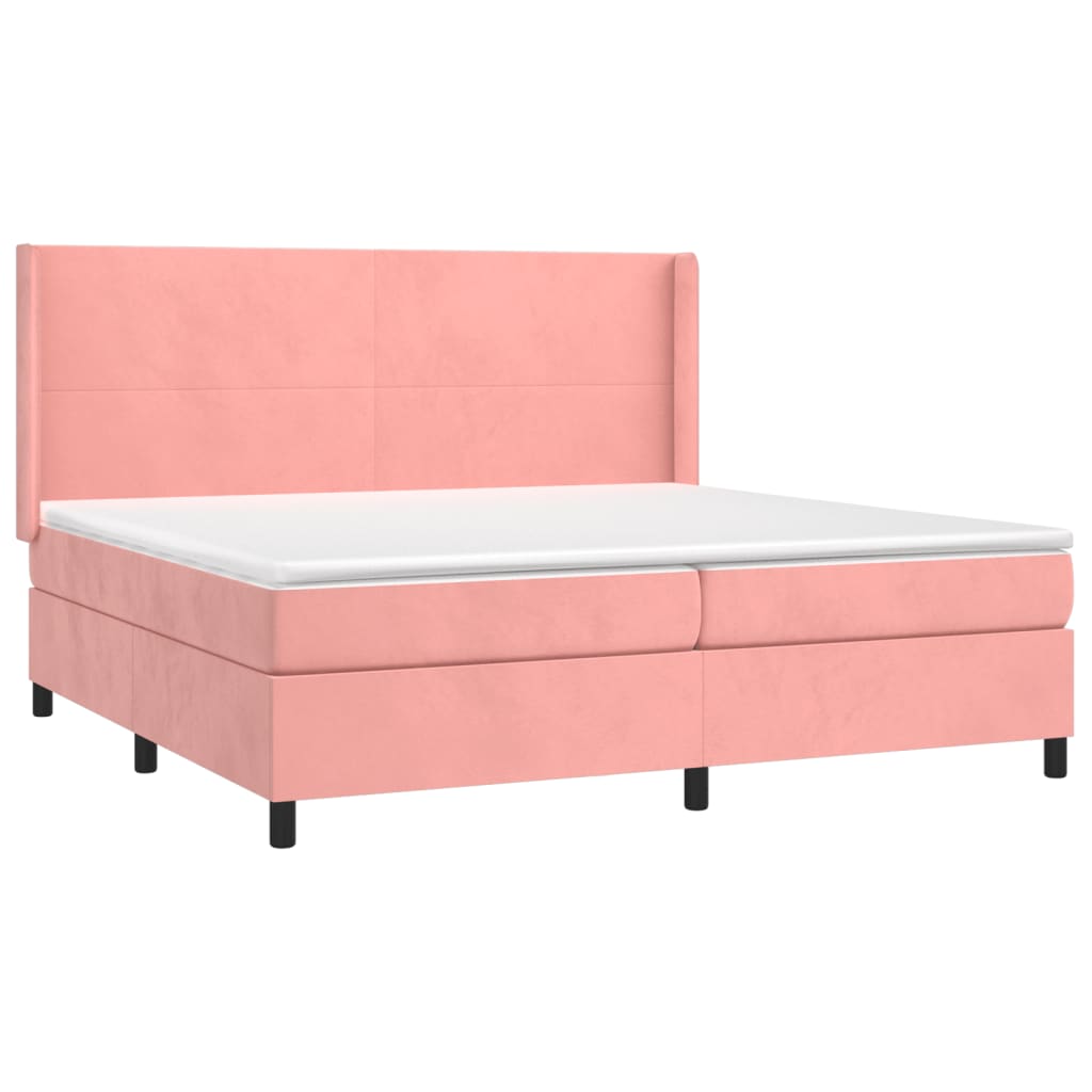 Sommier à lattes de lit matelas et LED Rose 200x200 cm Velours - XIOS