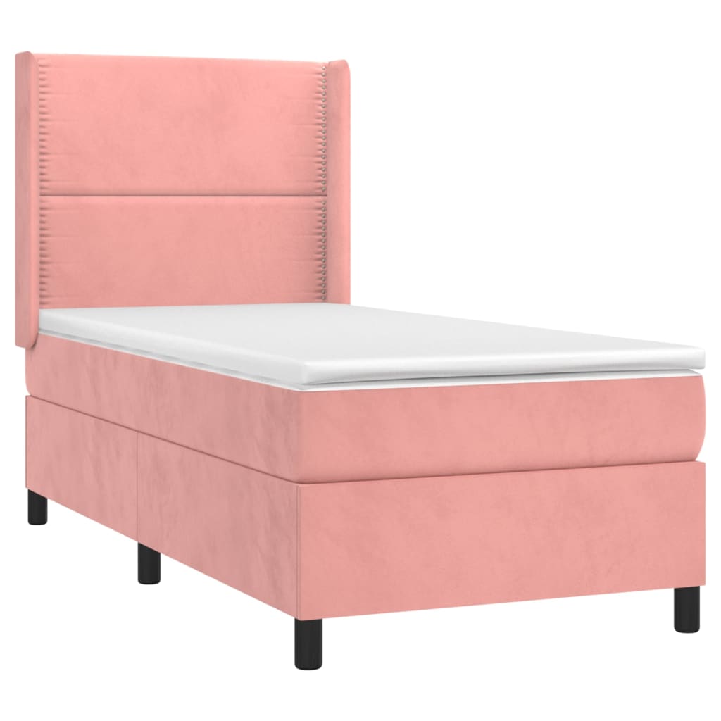 Sommier à lattes de lit matelas et LED Rose 100x200 cm Velours - XIOS